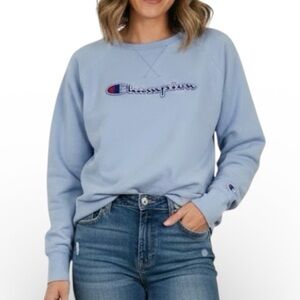 Champion Women’s Baby Blue Long Sleeve Pullover Sweatshirt Casual